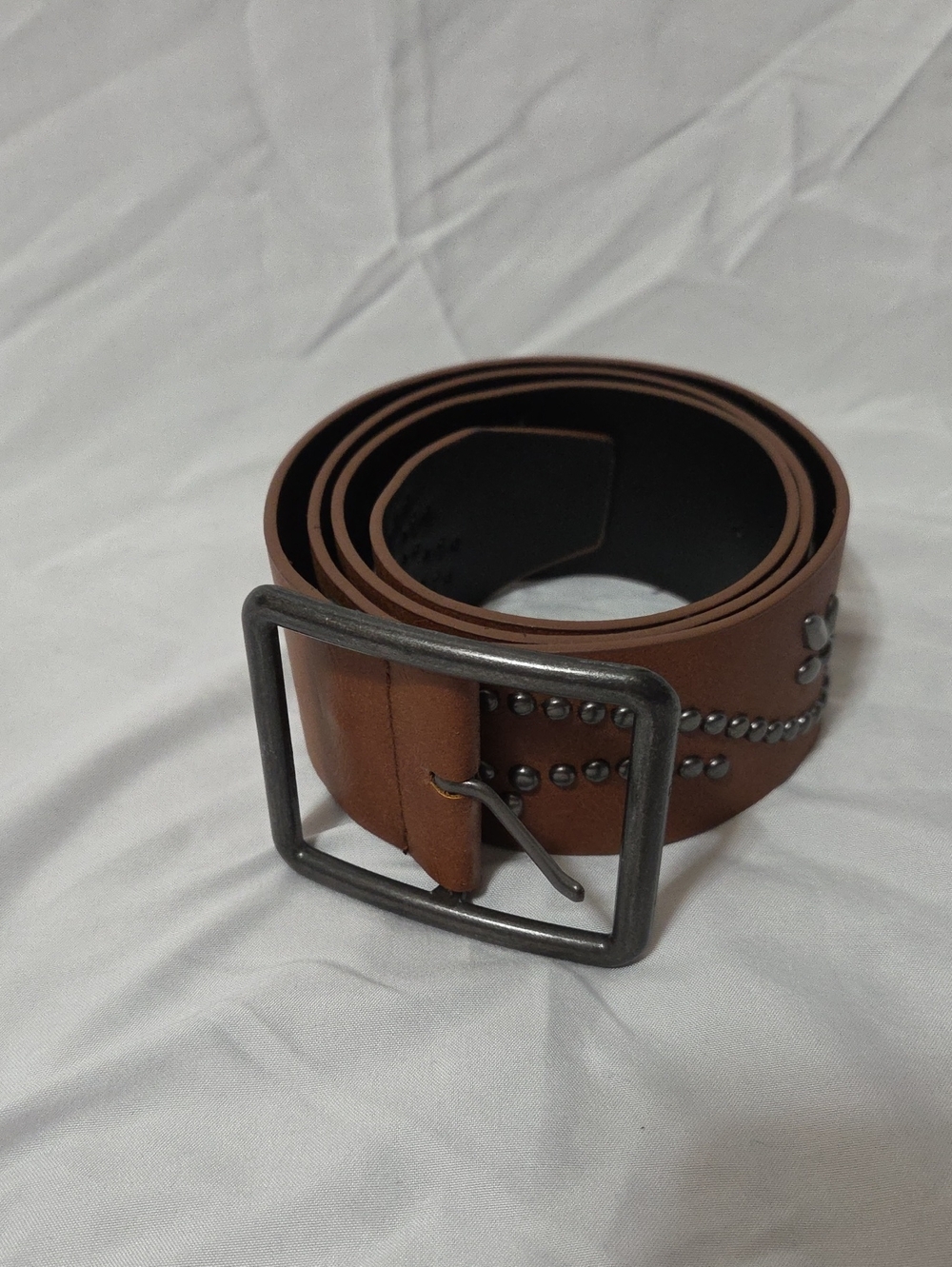 Brown Studded Belt with Gunmetal Buckle, Size 10, Waist Measurment 32-36 Inches